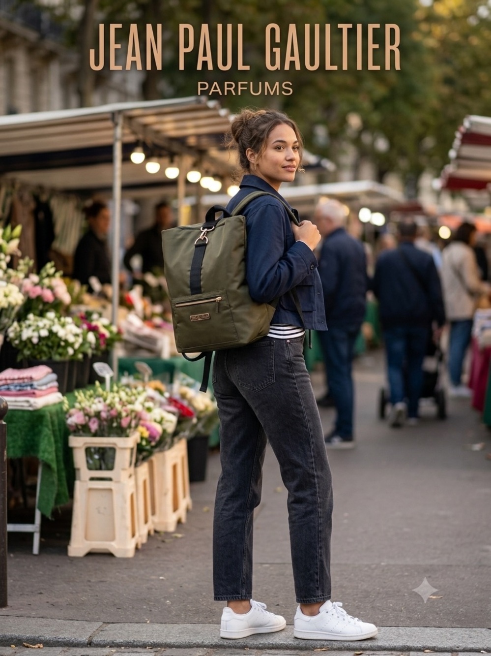 Jean Paul Gaultier Olive Green and Black Backpack